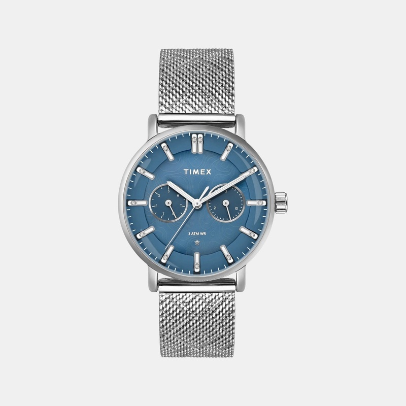 Women Quartz Blue Dial Multi-Function Stainless Steel Watch TWEL20301