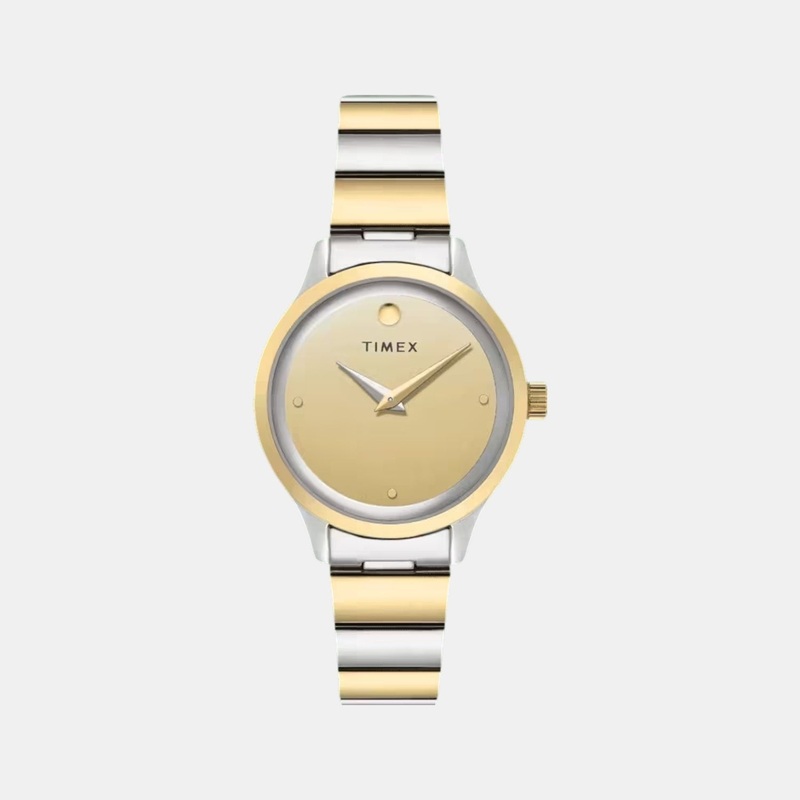 Women Quartz Champagne Dial Analog Stainless Steel Watch TWTL13701