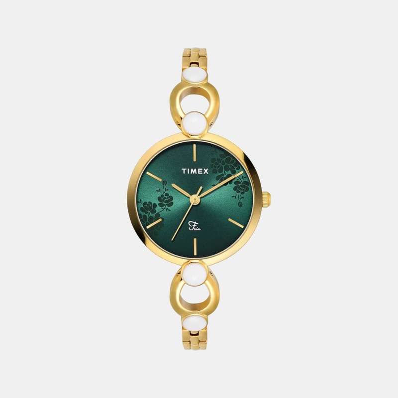 Women Quartz Green Dial Analog Brass Watch TWEL18109