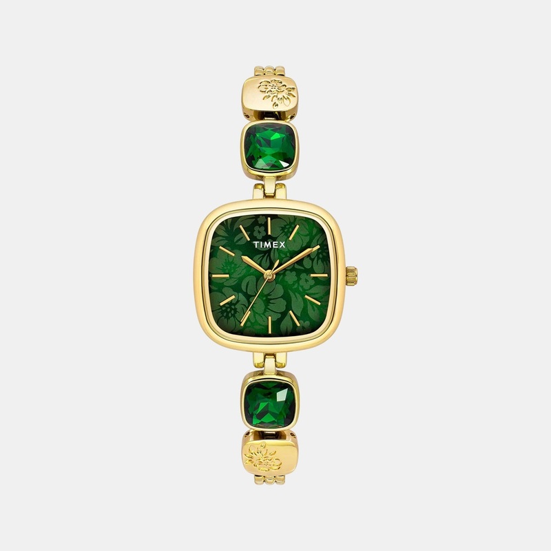 Women Quartz Green Dial Analog Brass Watch TWEL21000
