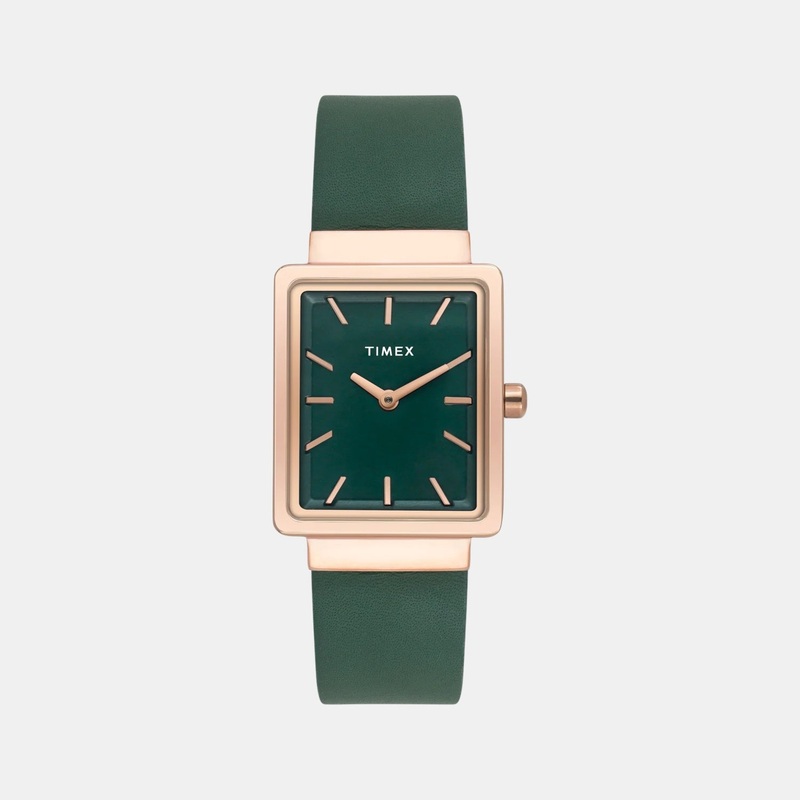 Women Quartz Green Dial Analog Leather Watch TWEL20702