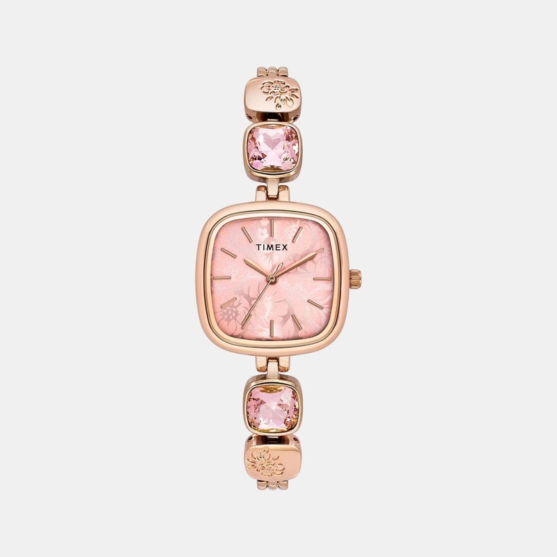 Women Quartz Pink Dial Analog Brass Watch TWEL21002