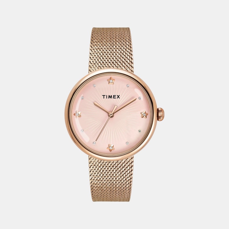 Women Quartz Pink Dial Analog Stainless Steel Watch TWEL19304