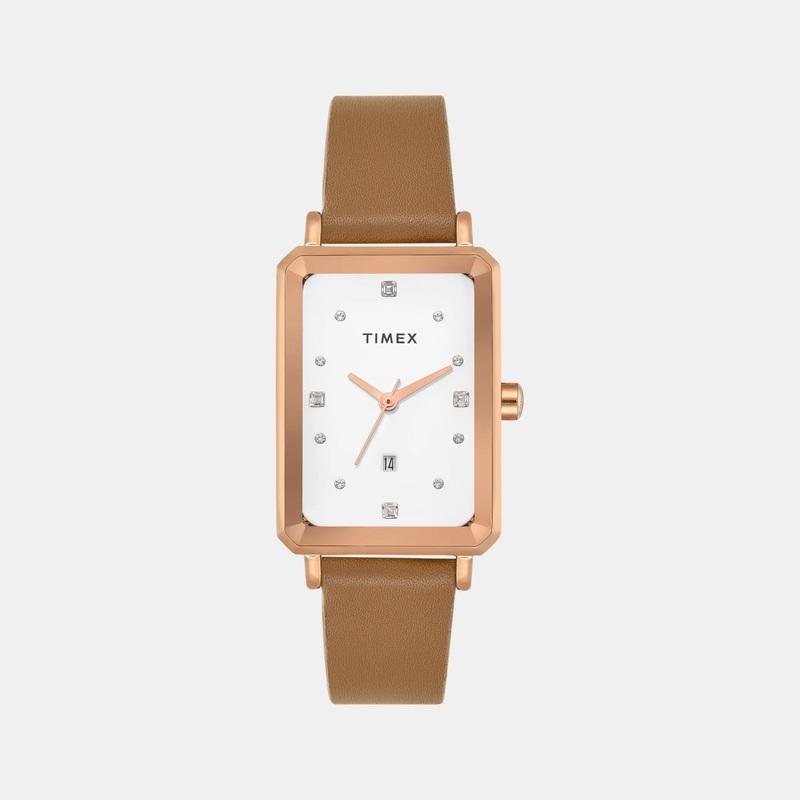 Women Quartz White Dial Analog Leather Watch TWEL20800