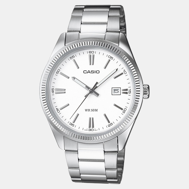 Enticer Men Quartz White Dial Analog Stainless Steel Watch MTP-1302D-7A1VDF A1539