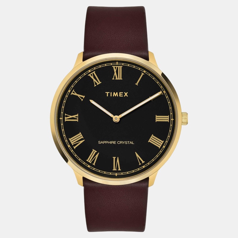 Men Quartz Black Dial Analog Leather Watch TWEG22103