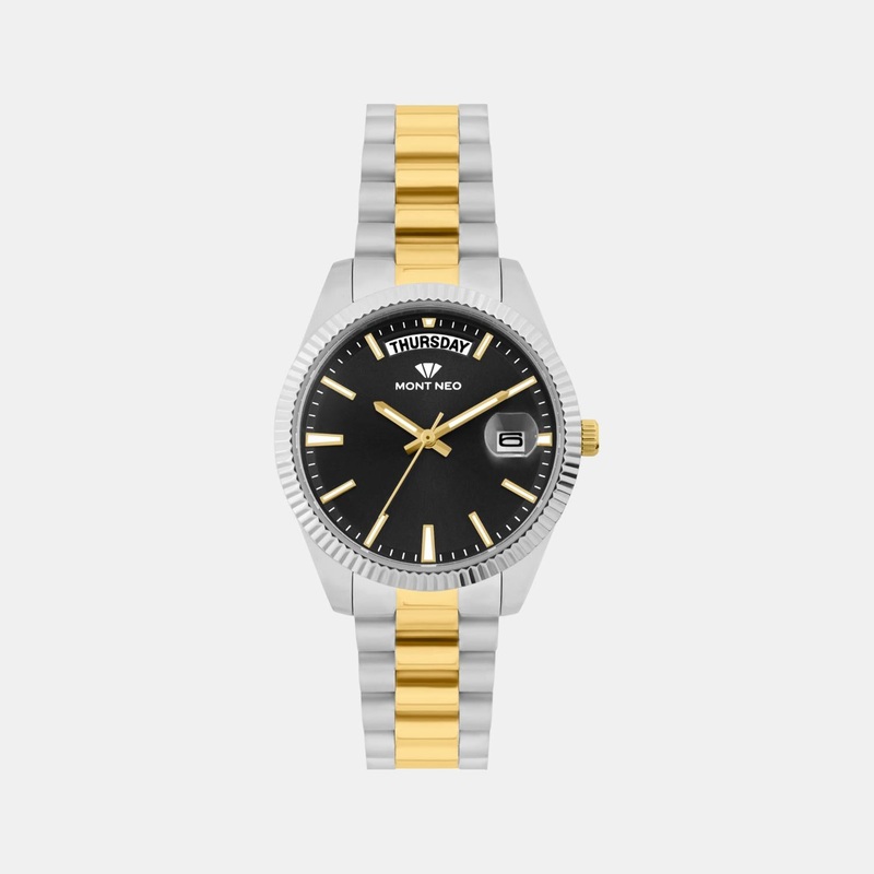 Men Quartz Black Dial Analog Stainless Steel Watch L3505D-M1204
