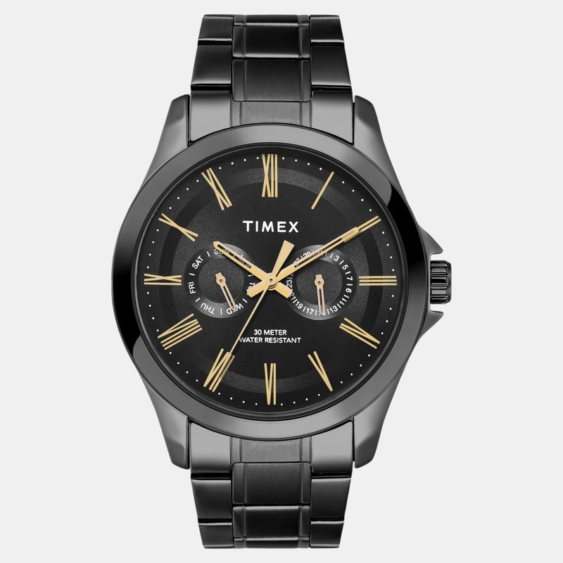Men Quartz Black Dial Analog Stainless Steel Watch TW000X135