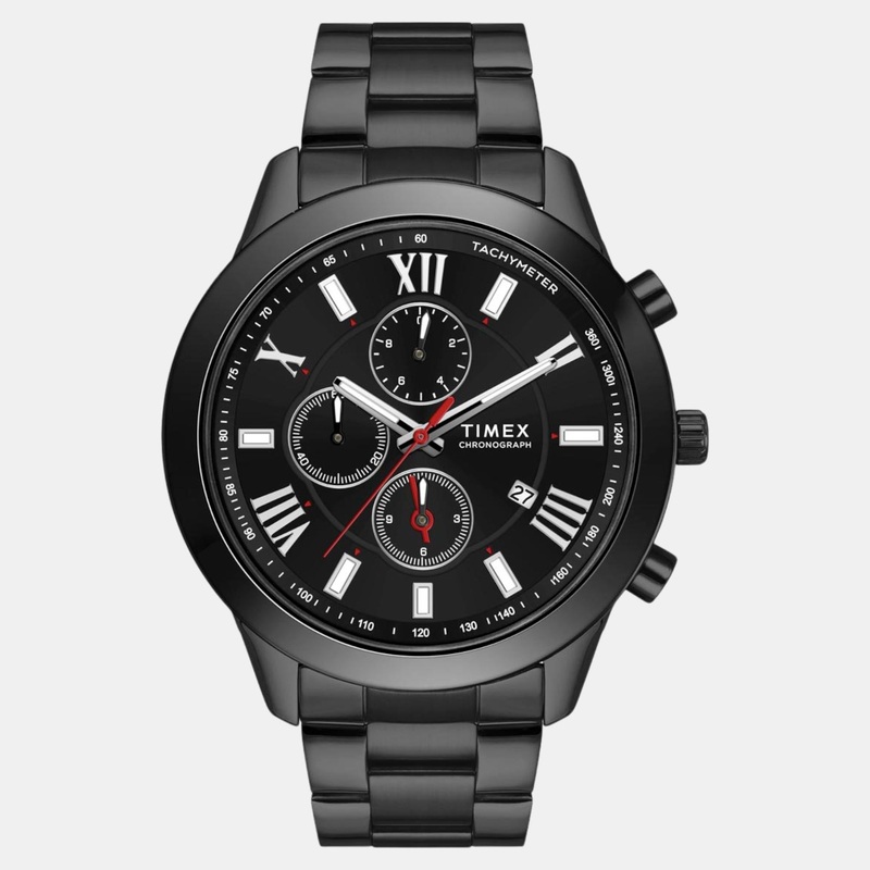 Men Quartz Black Dial Chronograph Stainless Steel Watch TWEG18518