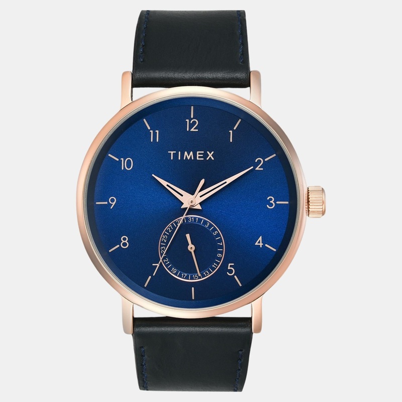 Men Quartz Blue Dial Analog Leather Watch TWEG20020
