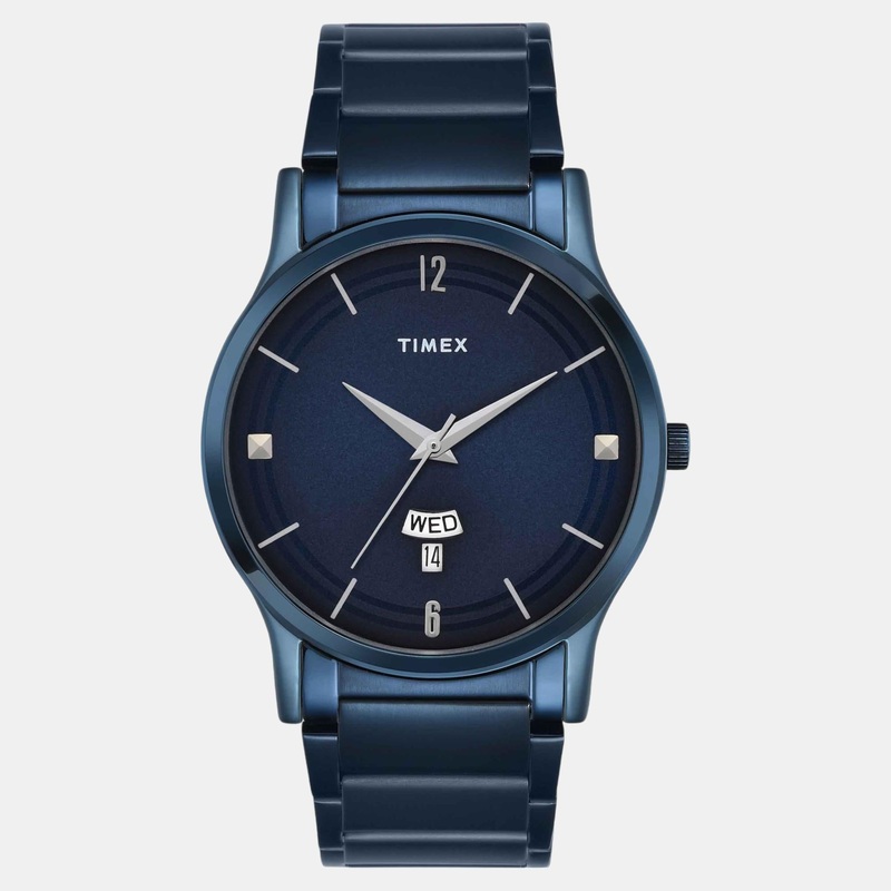 Men Quartz Blue Dial Analog Stainless Steel Watch TW000R460