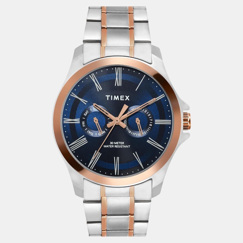 Men Quartz Blue Dial Analog Stainless Steel Watch TW000X131