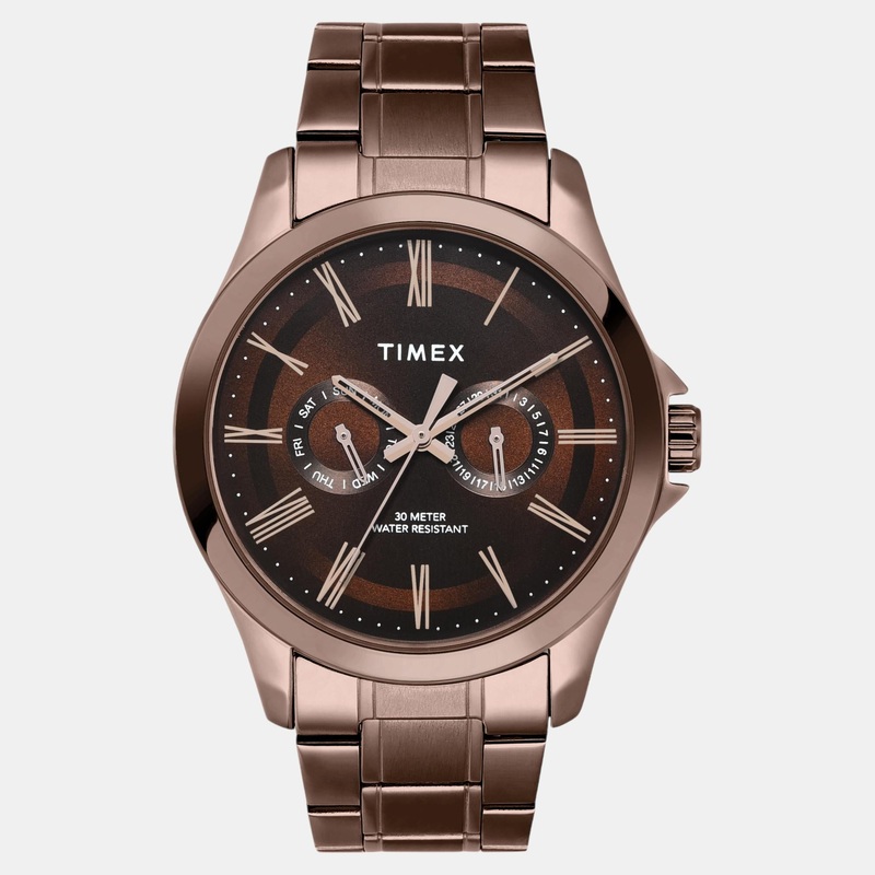 Men Quartz Brown Dial Analog Stainless Steel Watch TW000X136