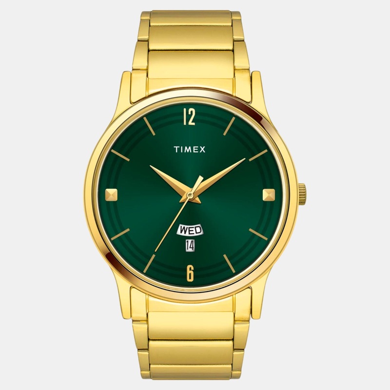 Men Quartz Green Dial Analog Stainless Steel Watch TW000R462