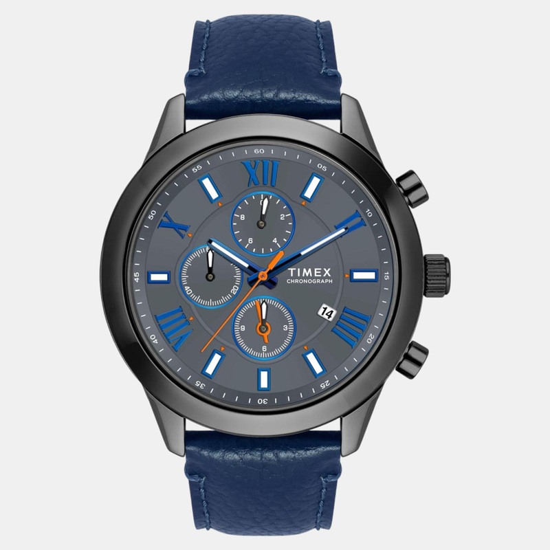 Men Quartz Grey Dial Chronograph Leather Watch TWEG18513