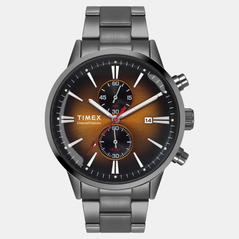 Men Quartz Orange Dial Chronograph Stainless Steel Watch TWEG19932