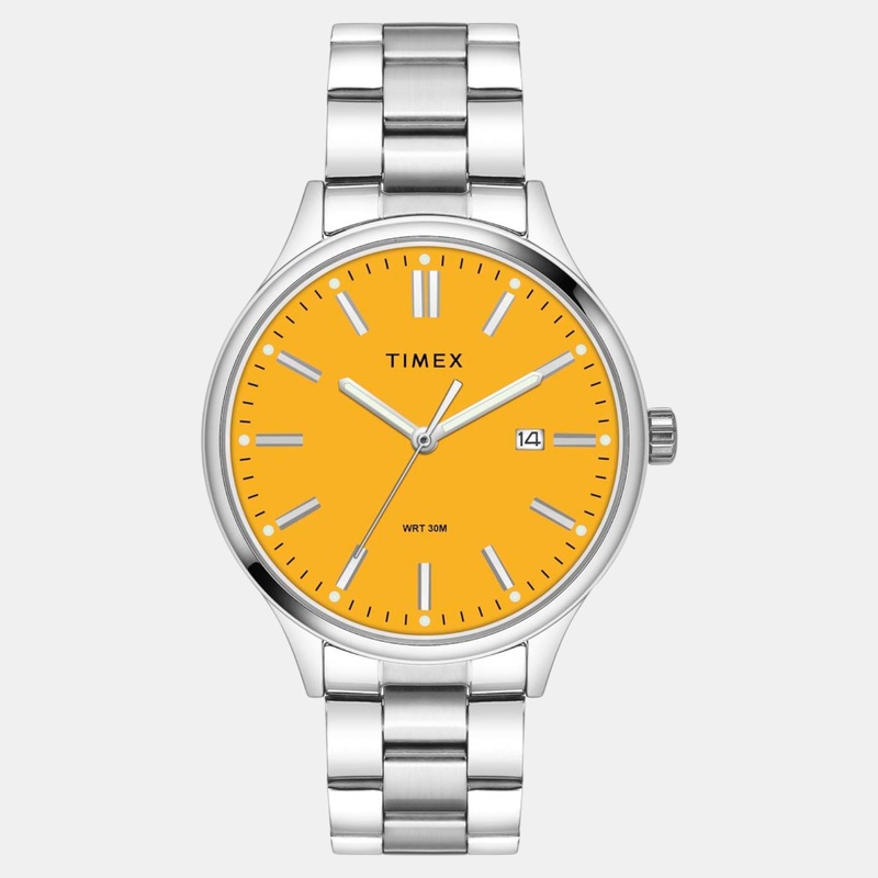 Men Quartz Yellow Dial Analog Stainless Steel Watch TWEG18428