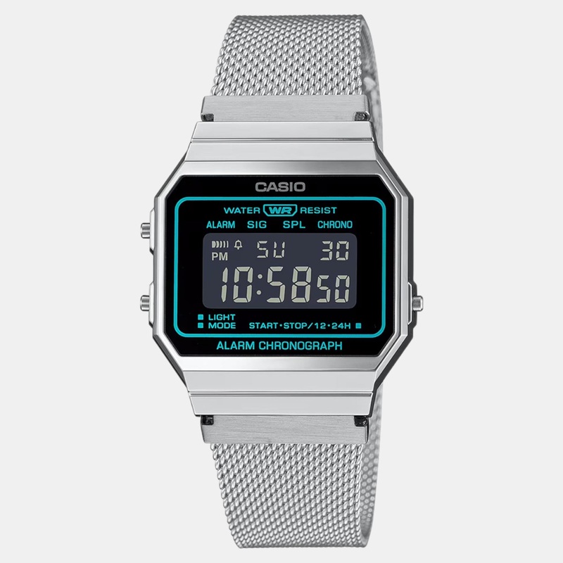 Vintage Unisex Quartz Black Dial Digital Mesh Watch A700WEMS-1BDF D329