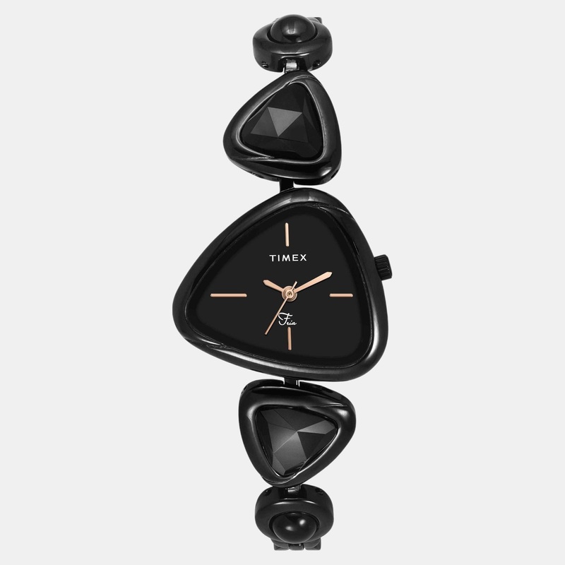 Women Quartz Black Dial Analog Brass Watch TWEL17701
