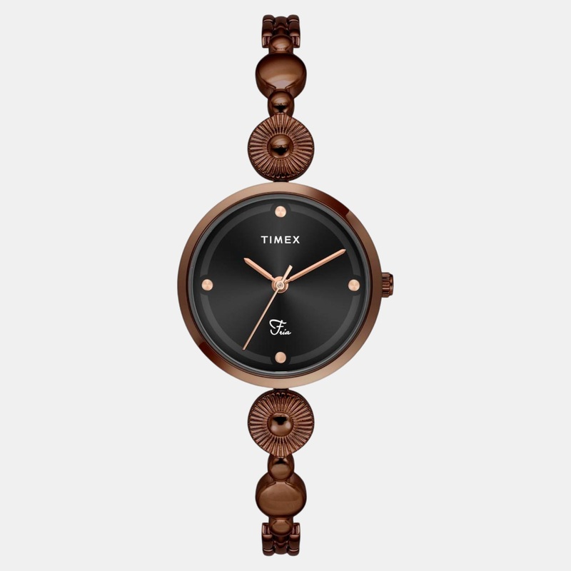 Women Quartz Black Dial Analog Brass Watch TWEL18204