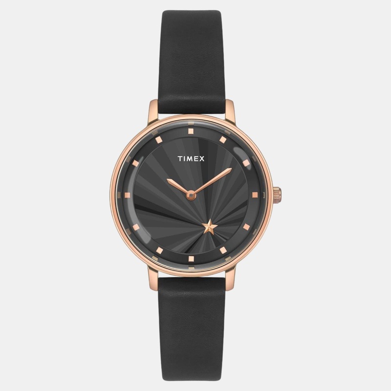 Women Quartz Black Dial Analog Leather Watch TWEL19101