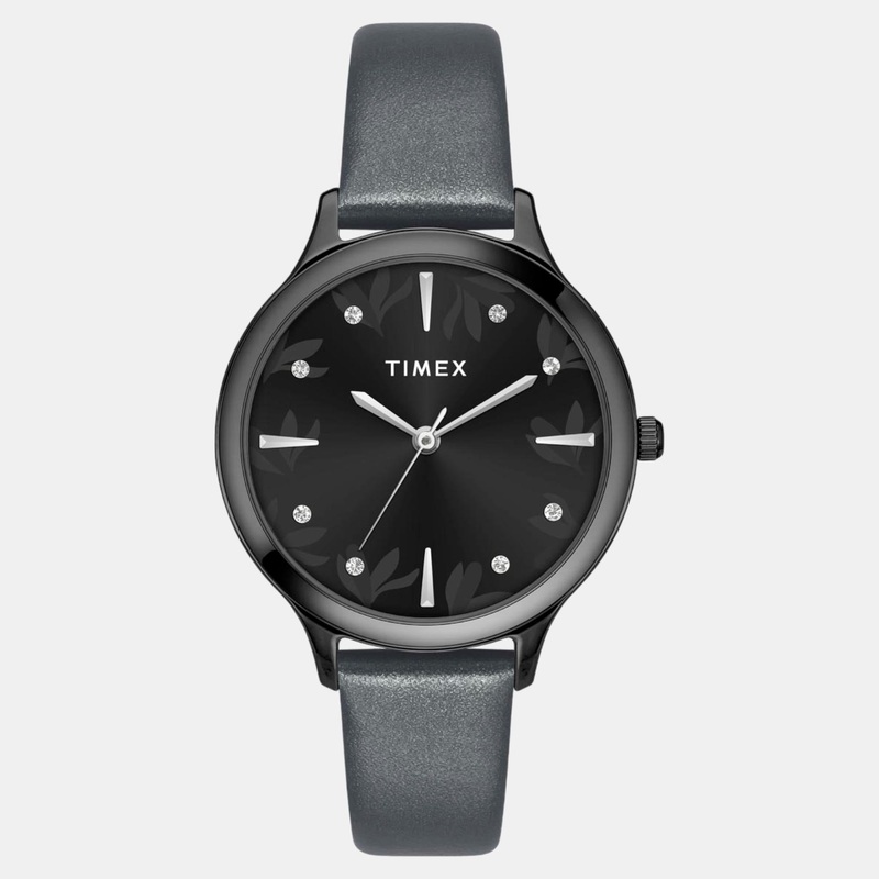 Women Quartz Black Dial Analog Leather Watch TWTL12109