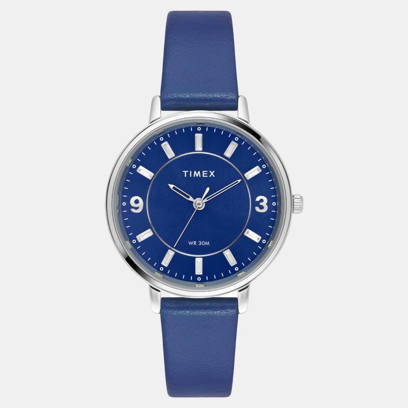 Women Quartz Blue Dial Analog Leather Watch TWEL15818