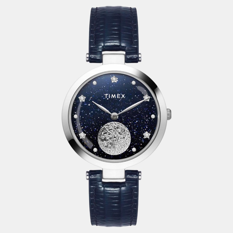 Women Quartz Blue Dial Analog Leather Watch TWEL19202