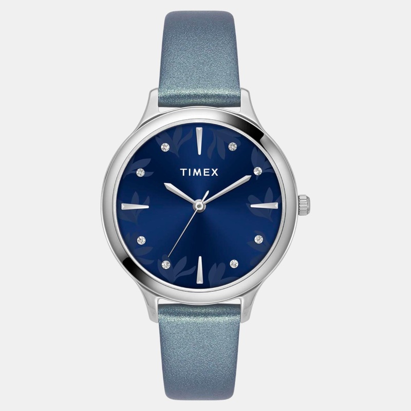 Women Quartz Blue Dial Analog Leather Watch TWTL12108