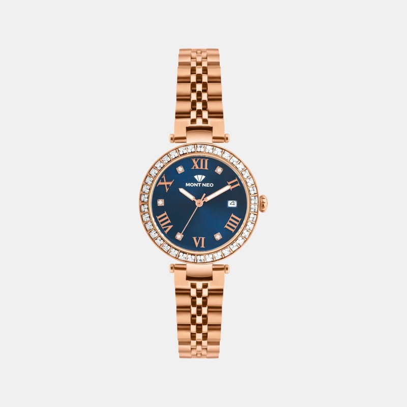 Women Quartz Blue Dial Analog Metal Watch 4505E-M3305