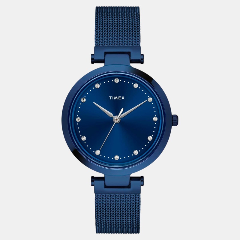 Women Quartz Blue Dial Analog Stainless Steel Watch TWEL11827