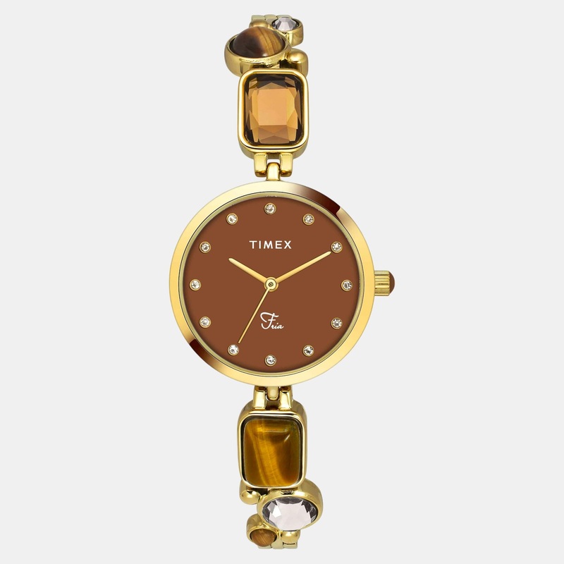 Women Quartz Brown Dial Analog Brass Watch TWEL17800