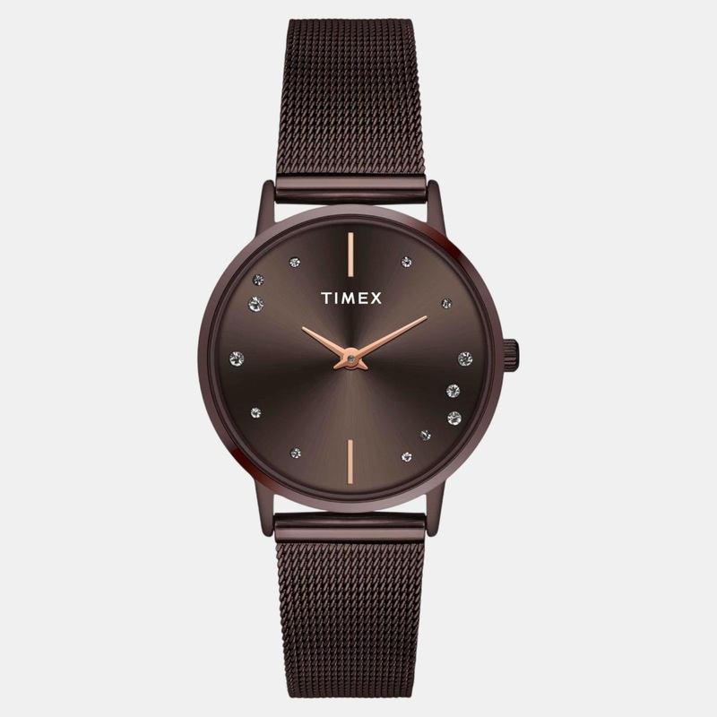 Women Quartz Brown Dial Analog Stainless Steel Watch TWEL15619