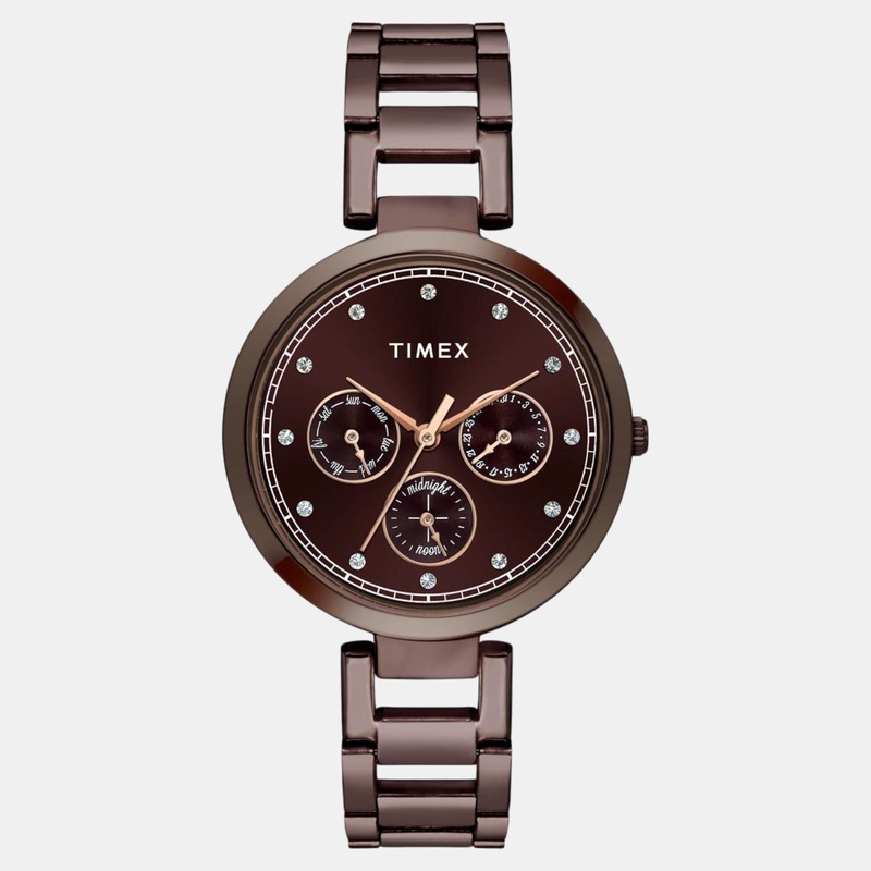 Women Quartz Brown Dial Multi-Function Stainless Steel Watch TW000X267