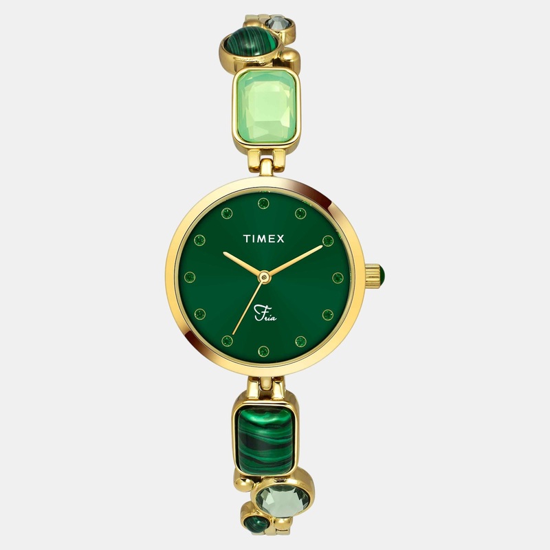 Women Quartz Green Dial Analog Brass Watch TWEL17801