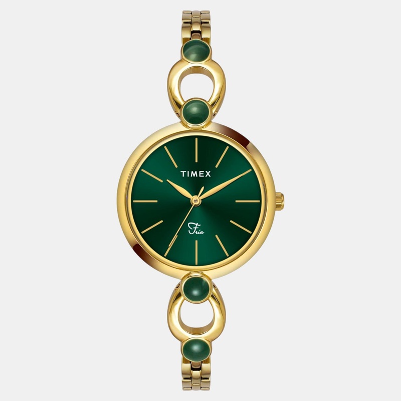 Women Quartz Green Dial Analog Brass Watch TWEL18104