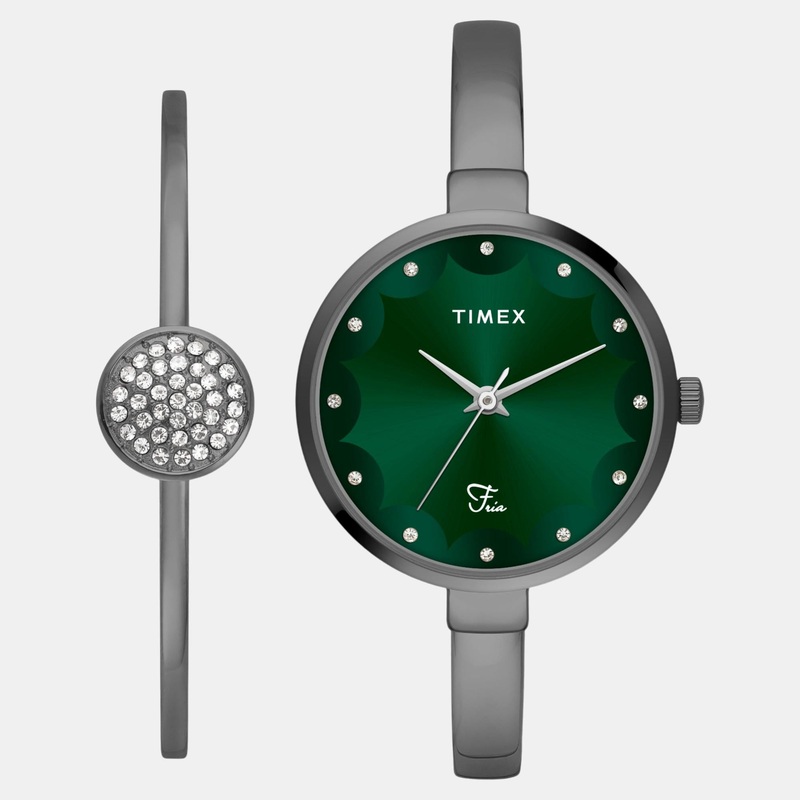 Women Quartz Green Dial Analog Brass Watch TWEL18503