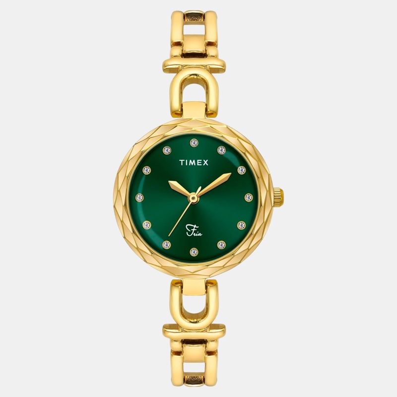 Women Quartz Green Dial Analog Brass Watch TWEL19900