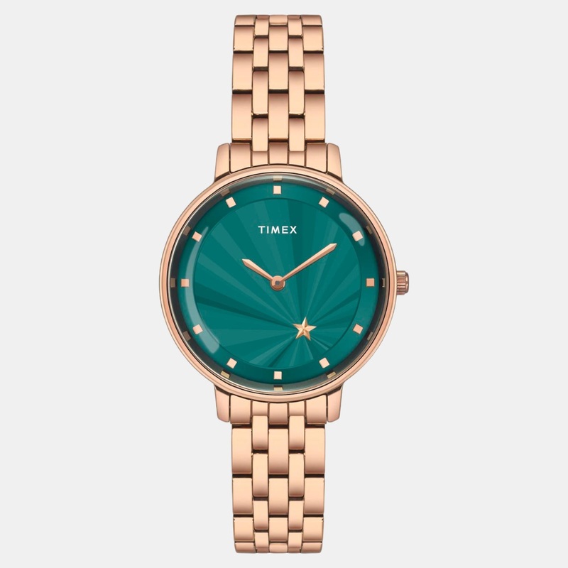 Women Quartz Green Dial Analog Stainless Steel Watch TWEL19103