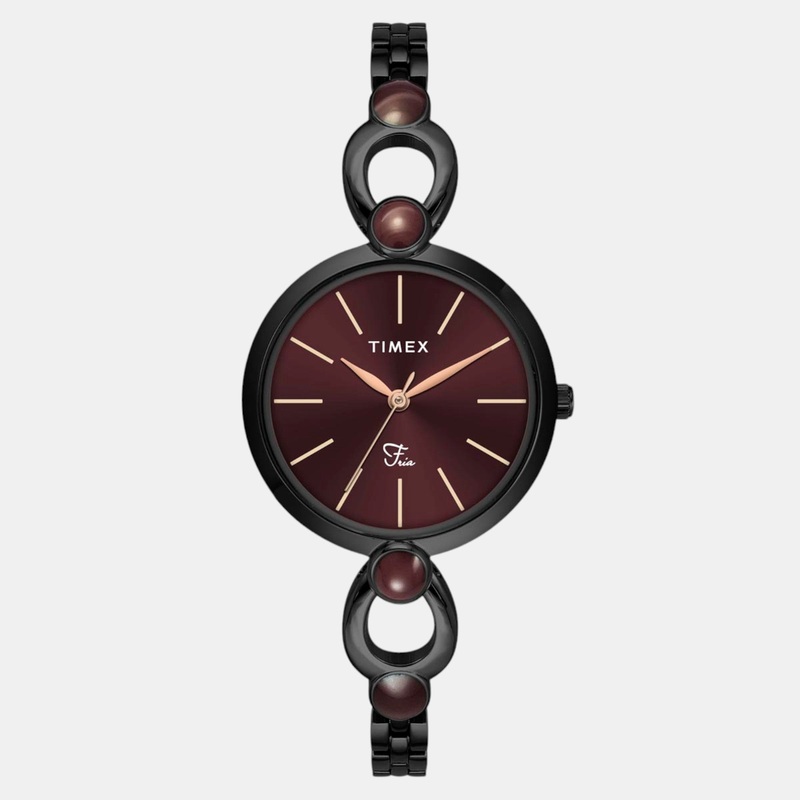 Women Quartz Maroon Dial Analog Brass Watch TWEL18107
