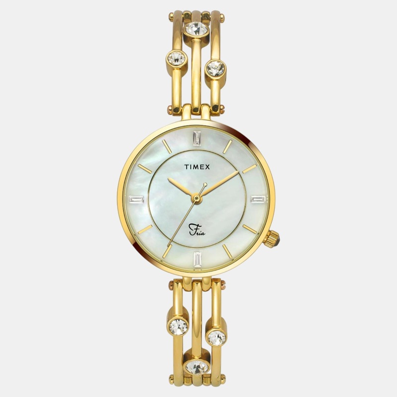Women Quartz Mother of Pearl Dial Analog Brass Watch TWEL16004