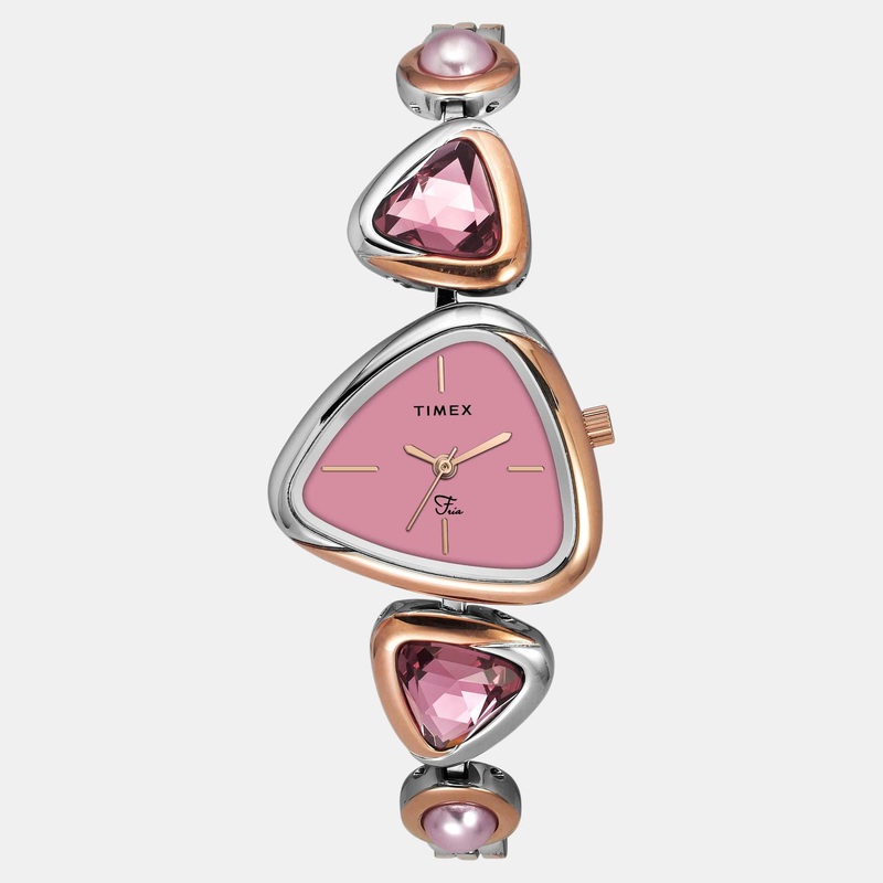 Women Quartz Pink Dial Analog Brass Watch TWEL17700