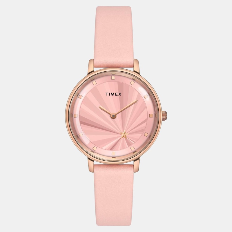 Women Quartz Pink Dial Analog Leather Watch TWEL19100