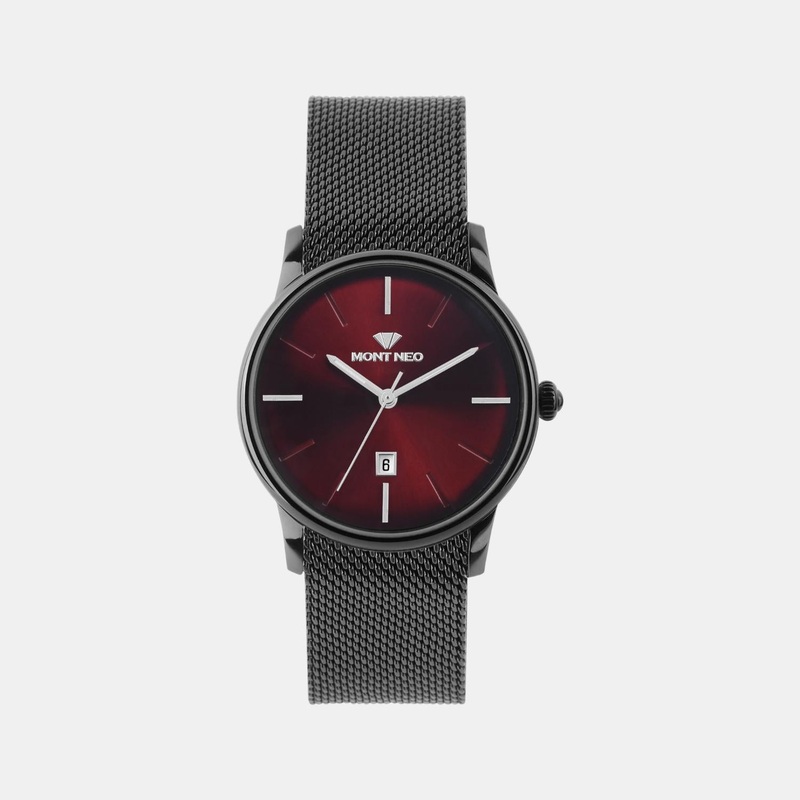Women Quartz Red Dial Analog Mesh Watch L1052E-B4412