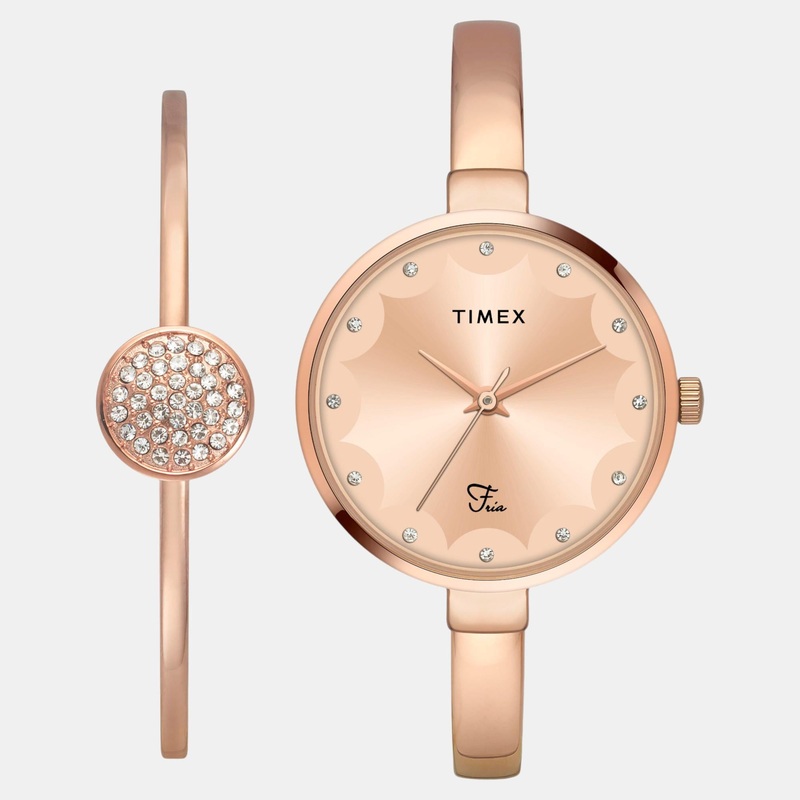 Women Quartz Rose Gold Dial Analog Brass Watch TWEL18502