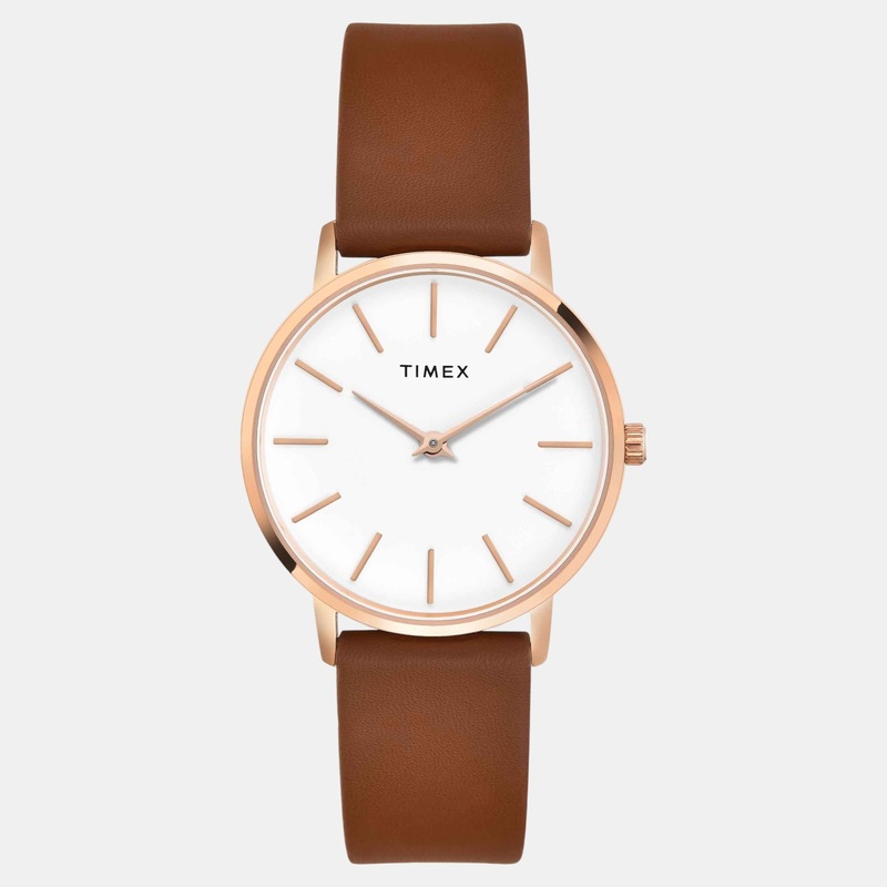 Women Quartz White Dial Analog Leather Watch TWEL15609