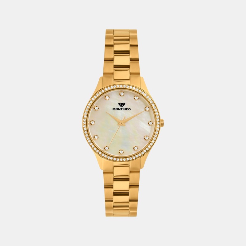 Women Quartz White Mother Of Pearl Dial Analog Metal Watch 4509B-M2201