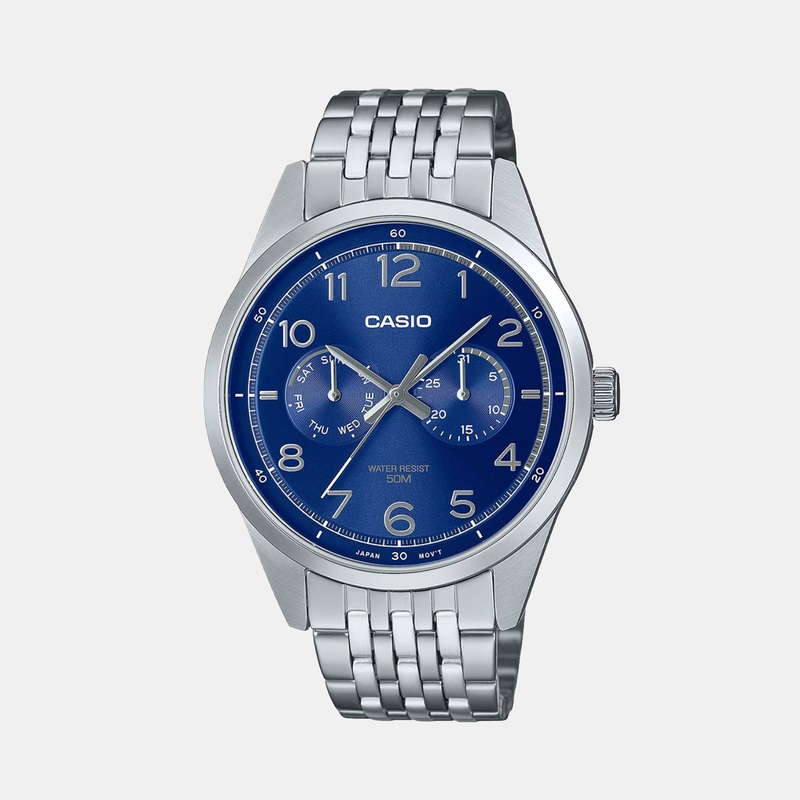 Enticer Men Quartz Blue Dial Analog Stainless Steel Watch MTP-E340D-2AVDF A2331