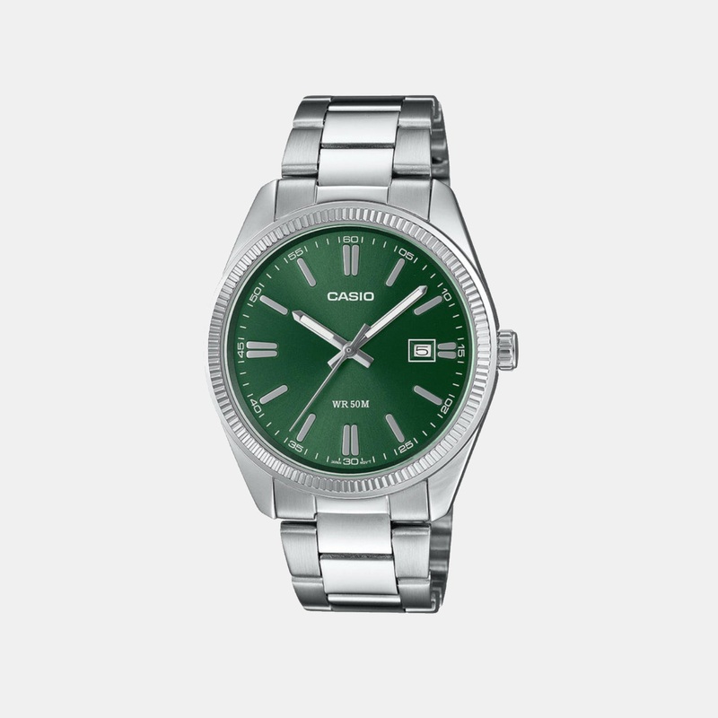 Enticer Men Quartz Green Dial Analog Stainless Steel Watch MTP-1302PD-3AVEF A2262
