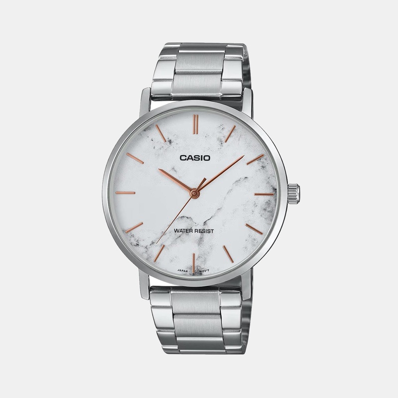 Enticer Men Quartz White Dial Analog Stainless Steel Watch MTP-VT01DM-7AUDF A2350